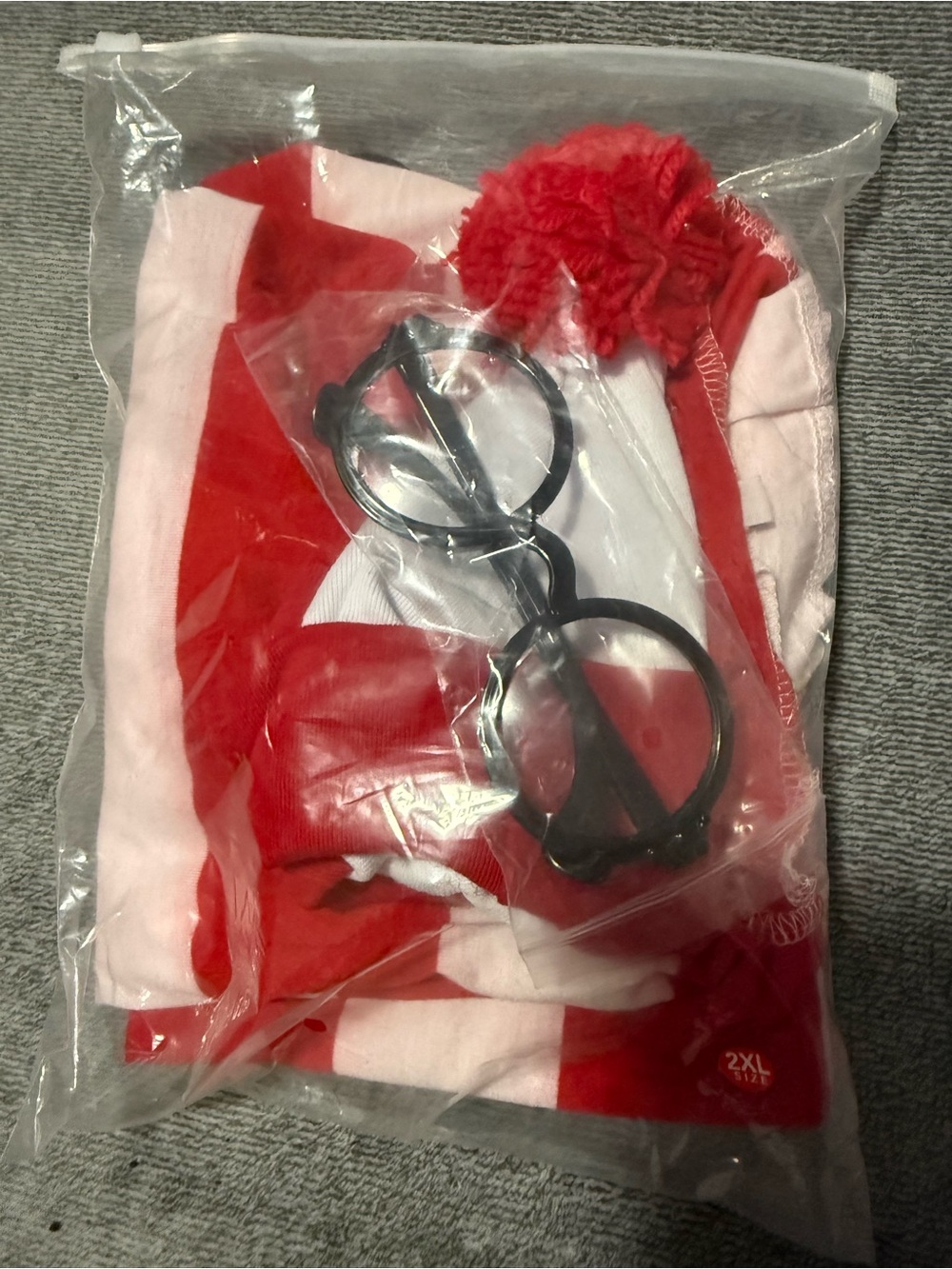 Kids Red and Pink Winter Hat Set with Black Glasses Accessory